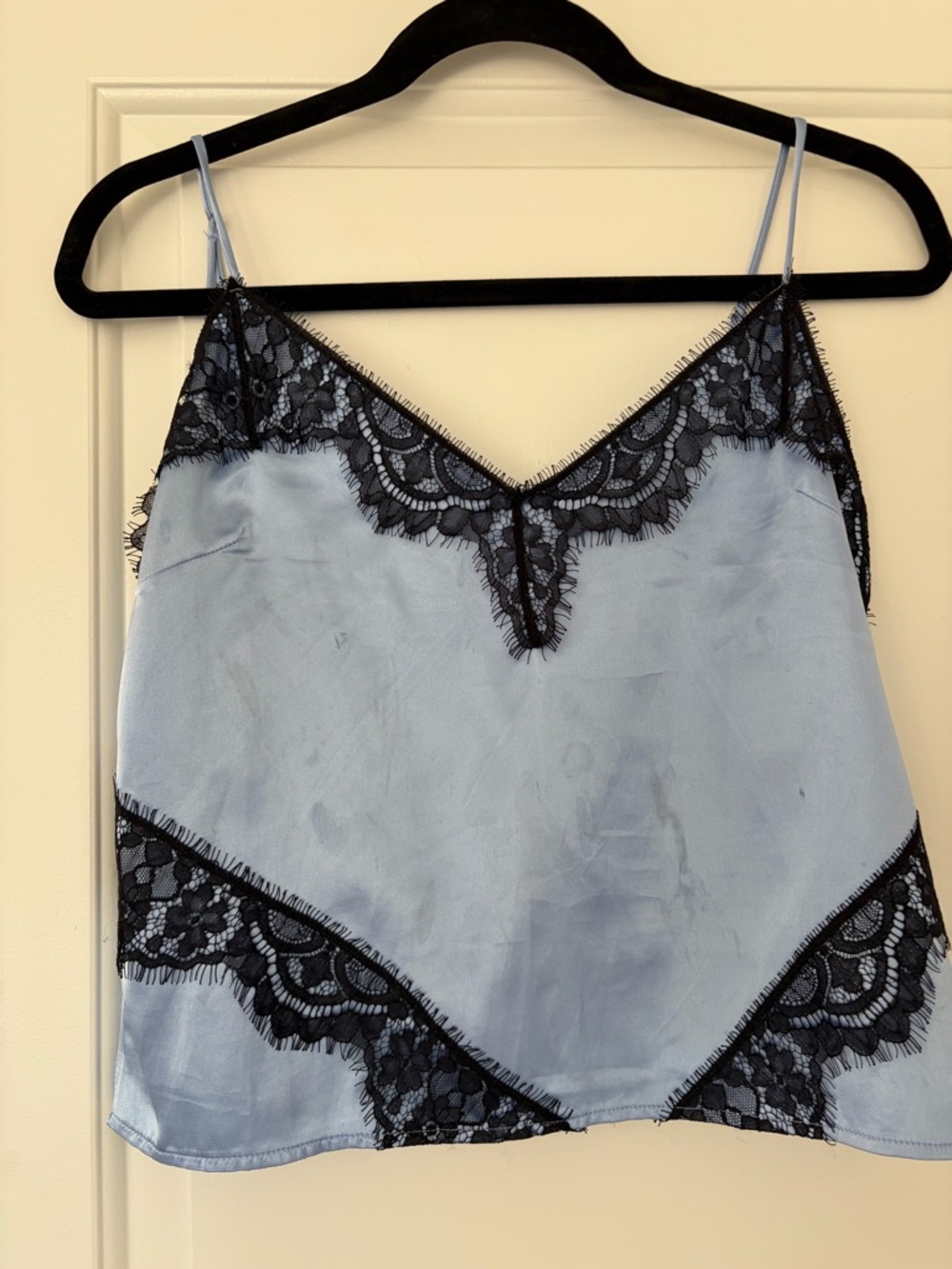 H&M Light Blue Satin Lace Trim Cami